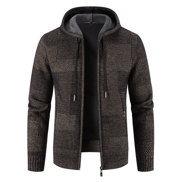 Männers kapuzenpullover fleece-innen schwarz lässige mode - warm und stylisch gestricktes oberteil