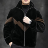 Männers winterjacke mit weichem kunstfell in schwarz - vielseitiger zip-up mantel mit einzigartigem zick-zack-design