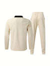 2-teiliger herren trainingsanzug im smart casual look – modernes zip-kragen oberteil und hosenensemble