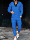 2-teiliger herren trainingsanzug im smart casual look – modernes zip-kragen oberteil und hosenensemble