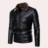Männers lederjacke mit pelzkragen - moderner reissverschluss-style für freizeit und abendanlässe