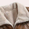 Männers braune lederjacke mit kunstfell-futter - modische freizeit-winterjacke