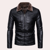 Männers lederjacke mit pelzkragen - moderner reissverschluss-style für freizeit und abendanlässe