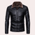 Männers lederjacke mit pelzkragen - moderner reissverschluss-style für freizeit und abendanlässe