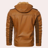Männer braune lederjacke - moderner frontzip casual-look für vielfältige styles