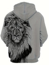 Männer hoodie mit löwen grafik - graue freizeitmode für den alltag