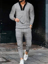 2-teiliger herren trainingsanzug im smart casual look – modernes zip-kragen oberteil und hosenensemble