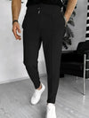 Herrenhose mit kordelzug - waffelmuster, lässige, schmal zulaufende passform