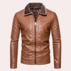 Männers lederjacke mit pelzkragen - moderner reissverschluss-style für freizeit und abendanlässe