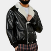 Herren schwarze lederjacke - moderne lässige oberbekleidung für den winter