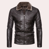 Männers lederjacke mit pelzkragen - moderner reissverschluss-style für freizeit und abendanlässe